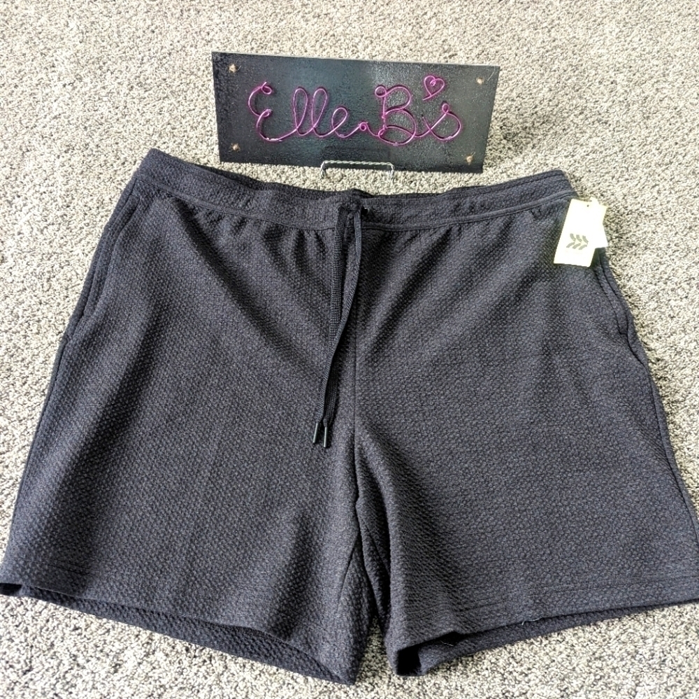 NWT All in Motion Mens Textured Knit Black Shorts XXL